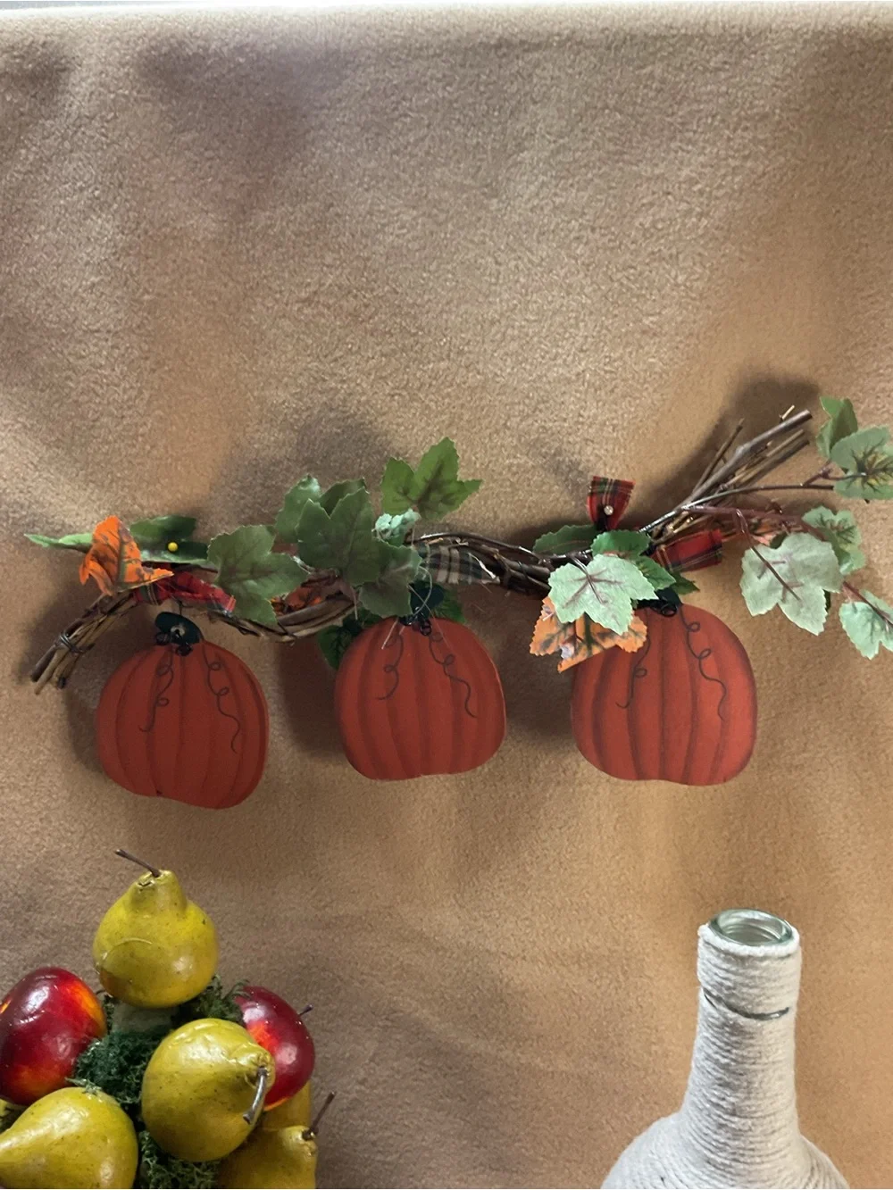Autumn Harvest Pear & Apple Topiary - Orange & Green Home Holiday Décor.  In 565